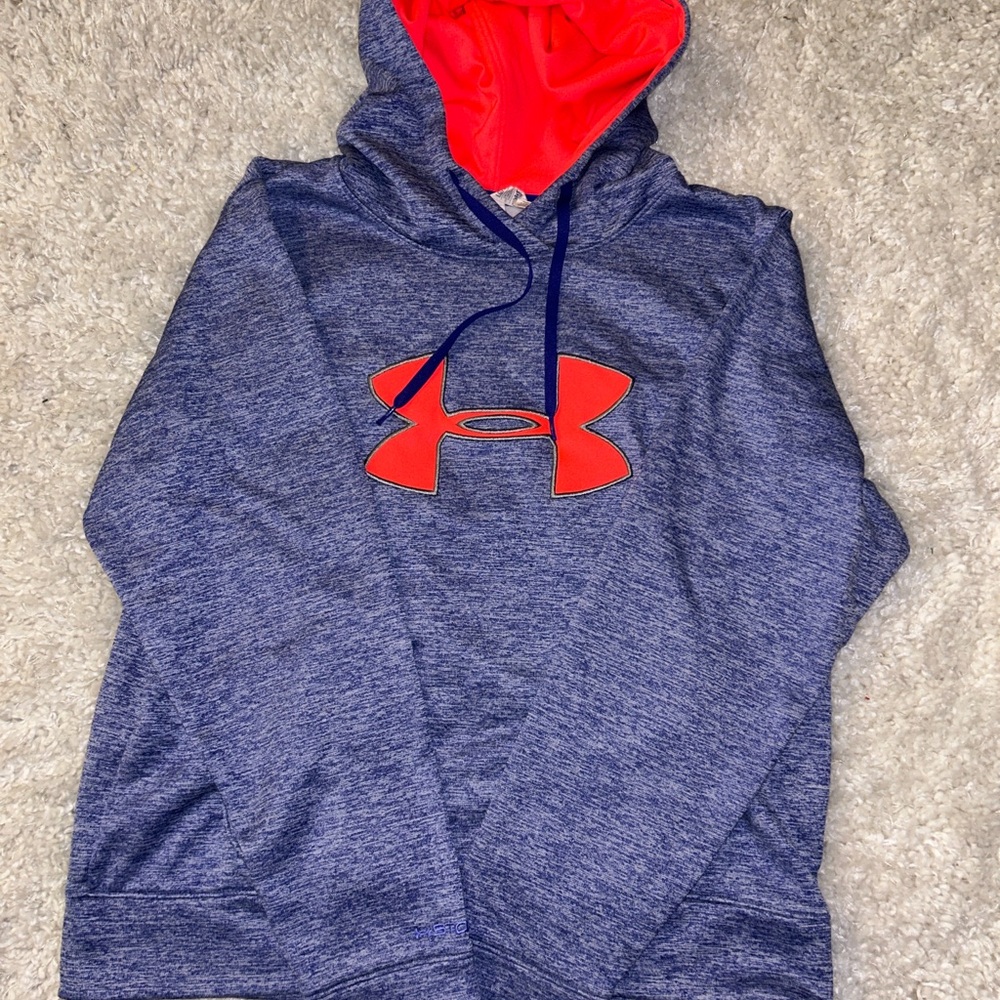 Under Armour Heathered Blue Hoodie with Pink Coral Accents